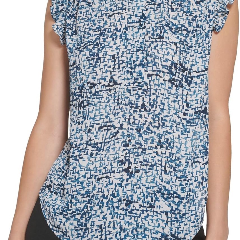 DKNY Blue Ruffled Blouse